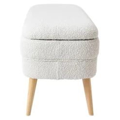 Banc coffre bouclette blanc - Eleonor