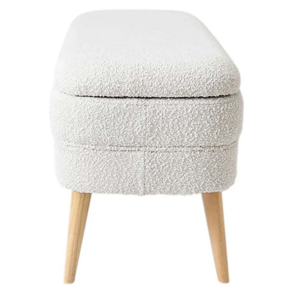 Banc coffre bouclette blanc - Eleonor