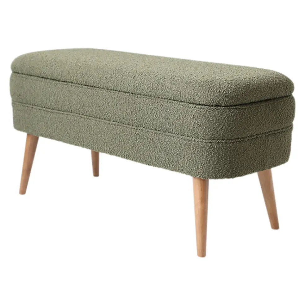 Banc coffre bouclette vert - Eleonor