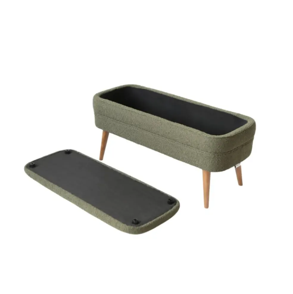 Banc coffre bouclette vert - Eleonor
