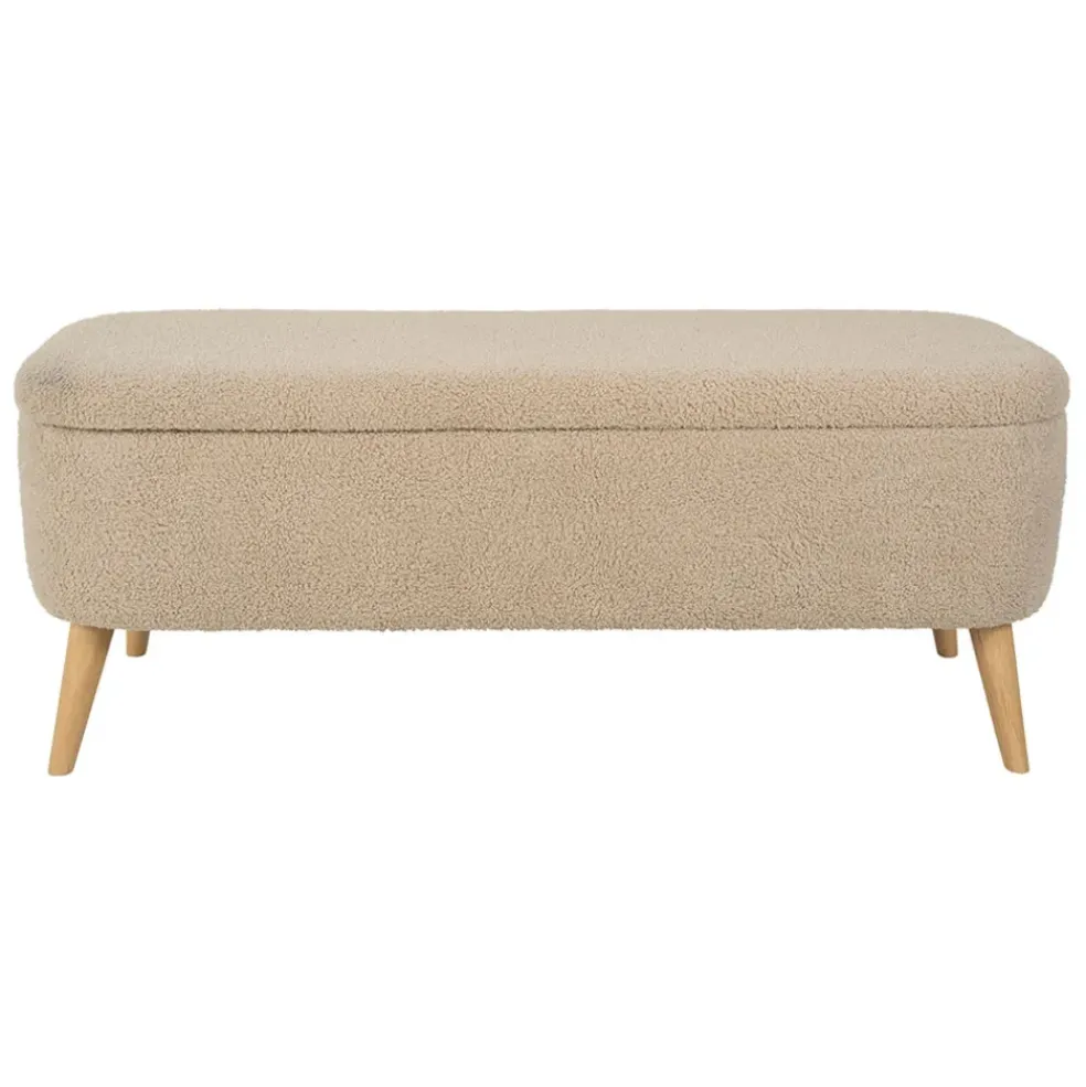 Banc coffre en bouclette sable - Claudine