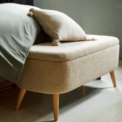 Banc coffre en bouclette sable - Claudine