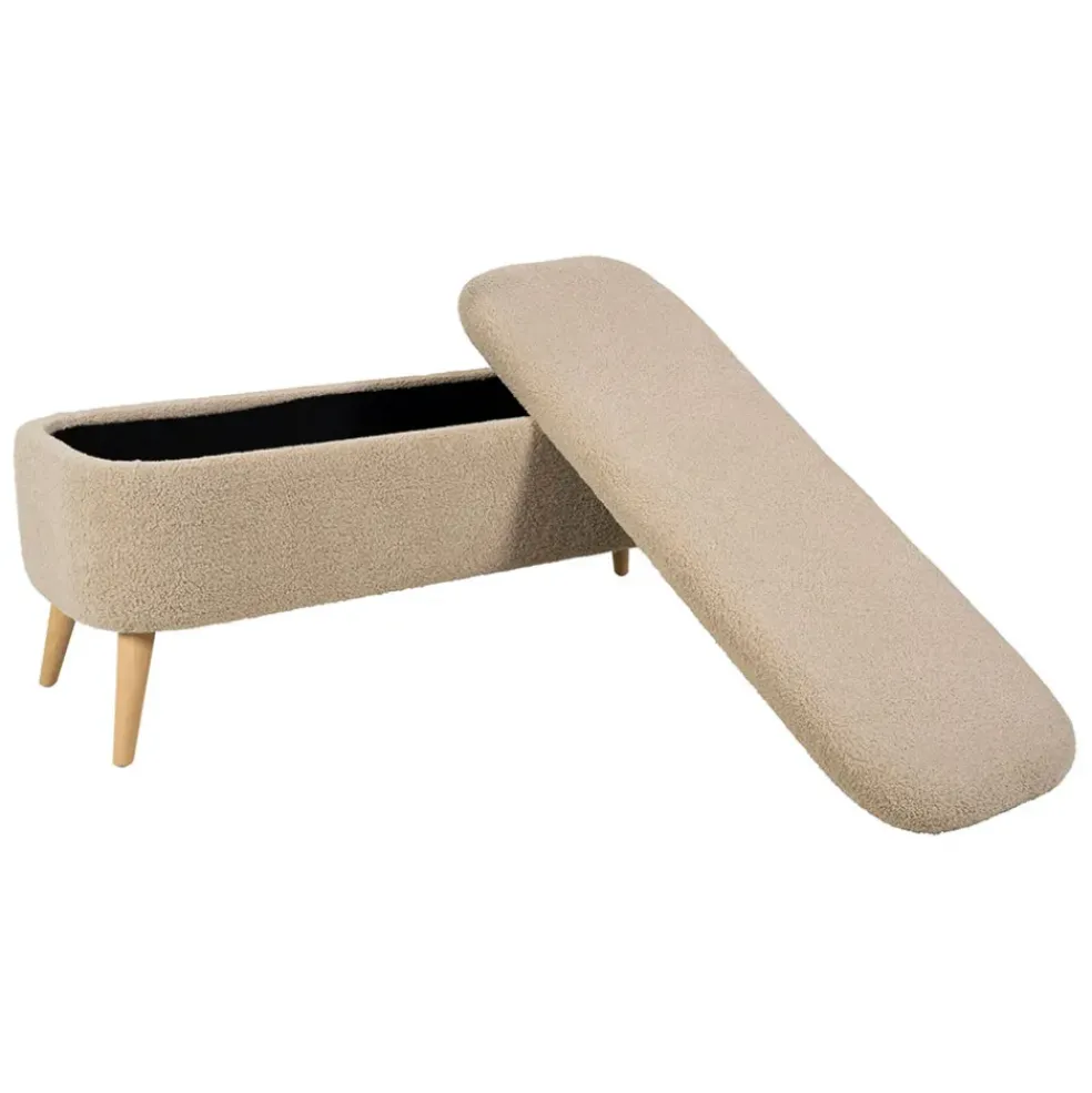 Banc coffre en bouclette sable - Claudine