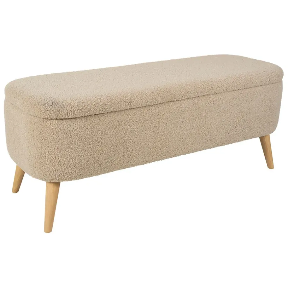 Banc coffre en bouclette sable - Claudine