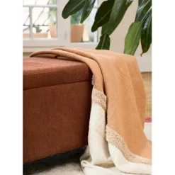 Banc coffre en tissu terracotta - Tessia