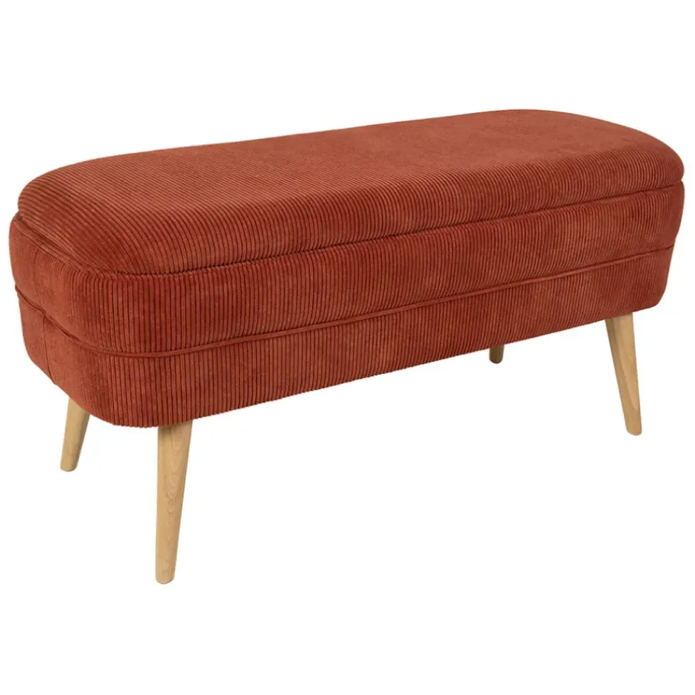 Banc coffre en velours côtelé terracotta - Eleonor
