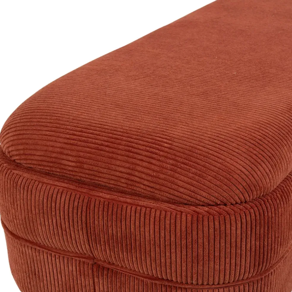 Banc coffre en velours côtelé terracotta - Eleonor