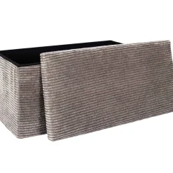 Banc coffre pliable en tissu côtelé taupe - Scarlett