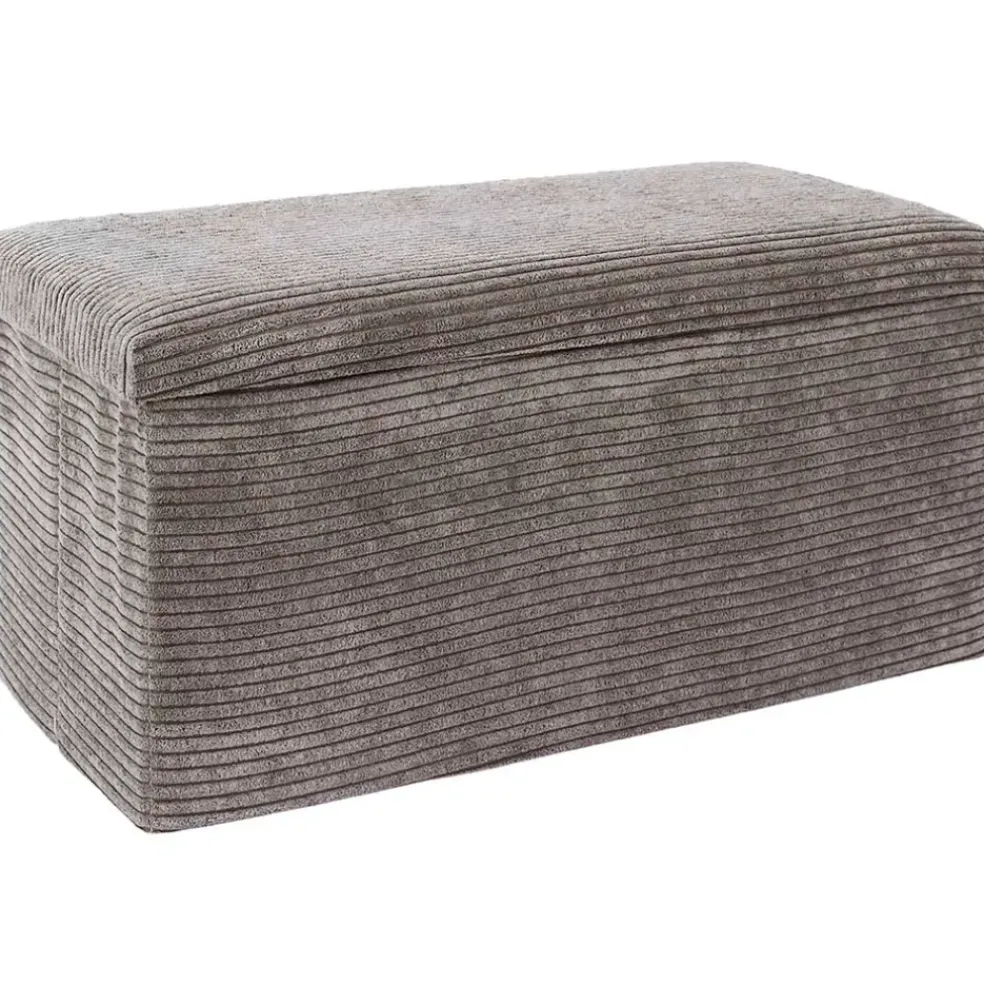 Banc coffre pliable en tissu côtelé taupe - Scarlett