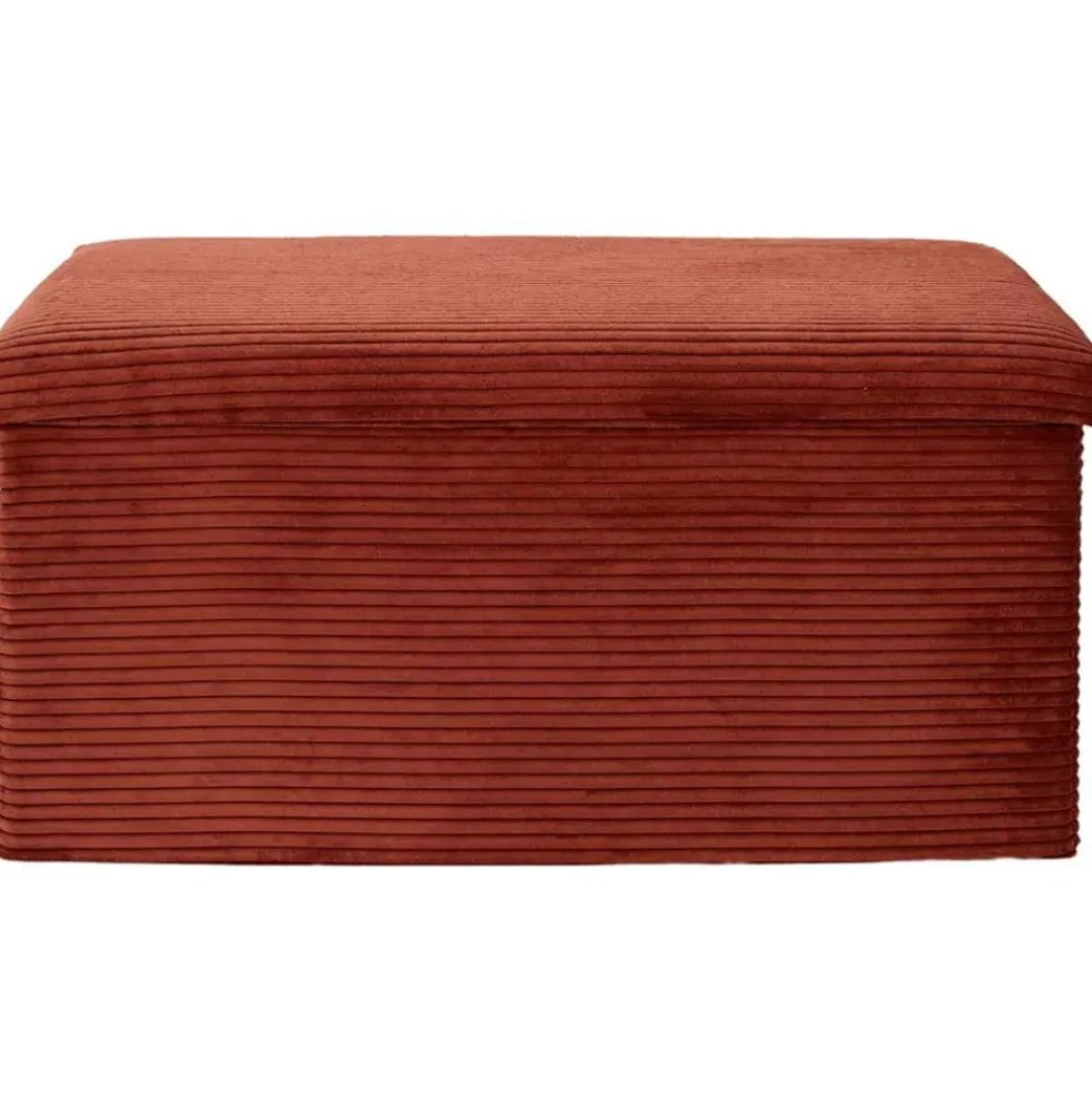 Banc coffre pliable en tissu côtelé terracotta - Scarlett