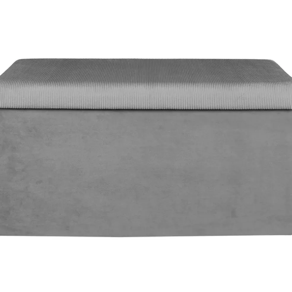 Banc coffre pliable en velours côtelé gris - Julia
