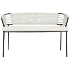 Banquette 2 places en fer noir et coton beige - Cobalt