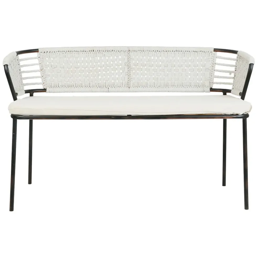 Banquette 2 places en fer noir et coton beige - Cobalt