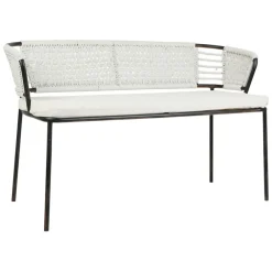 Banquette 2 places en fer noir et coton beige - Cobalt