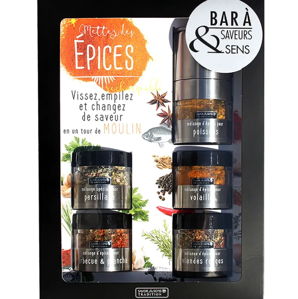 Bar à épices avec moulin intégré
