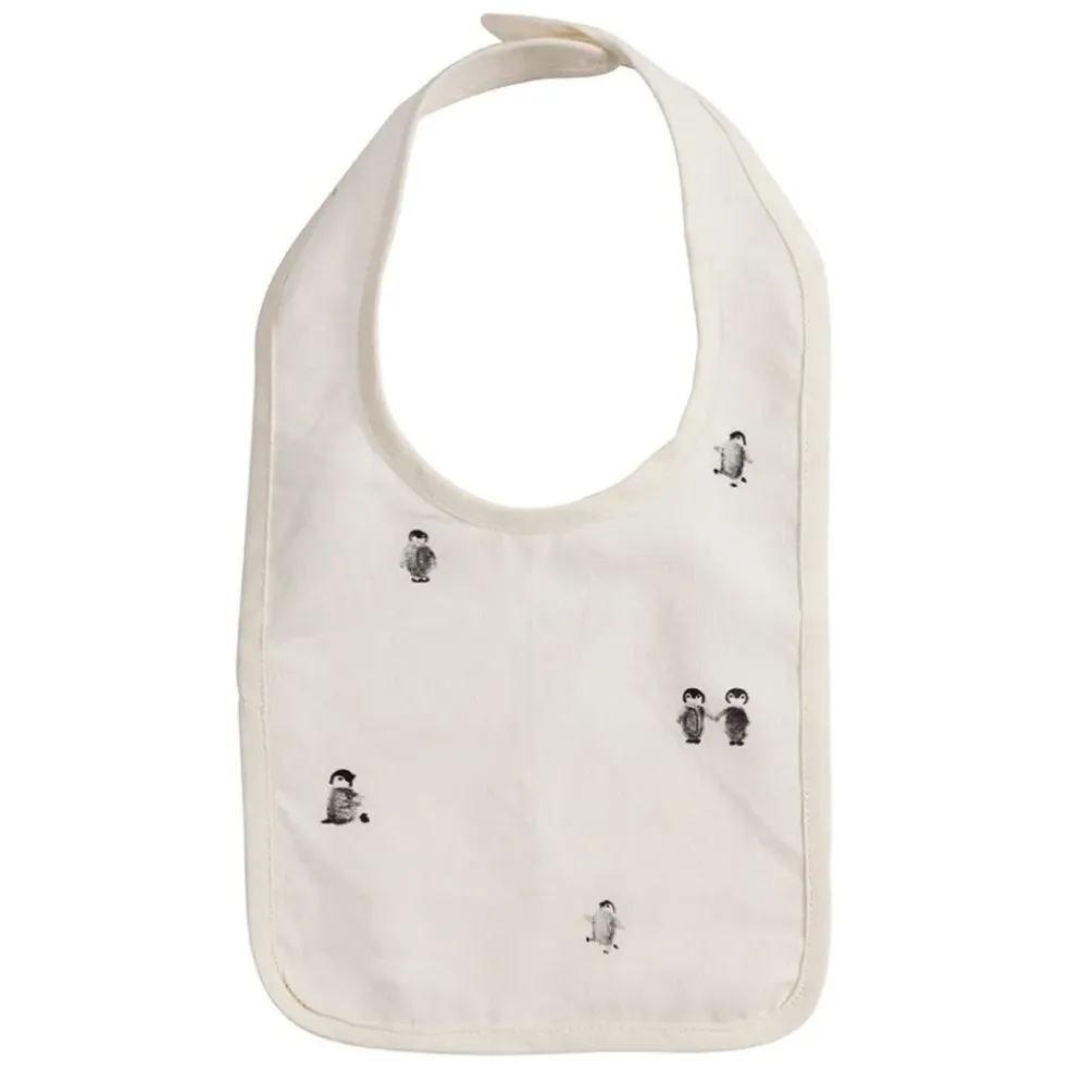 Bavoir en coton écru et gris - Banquise
