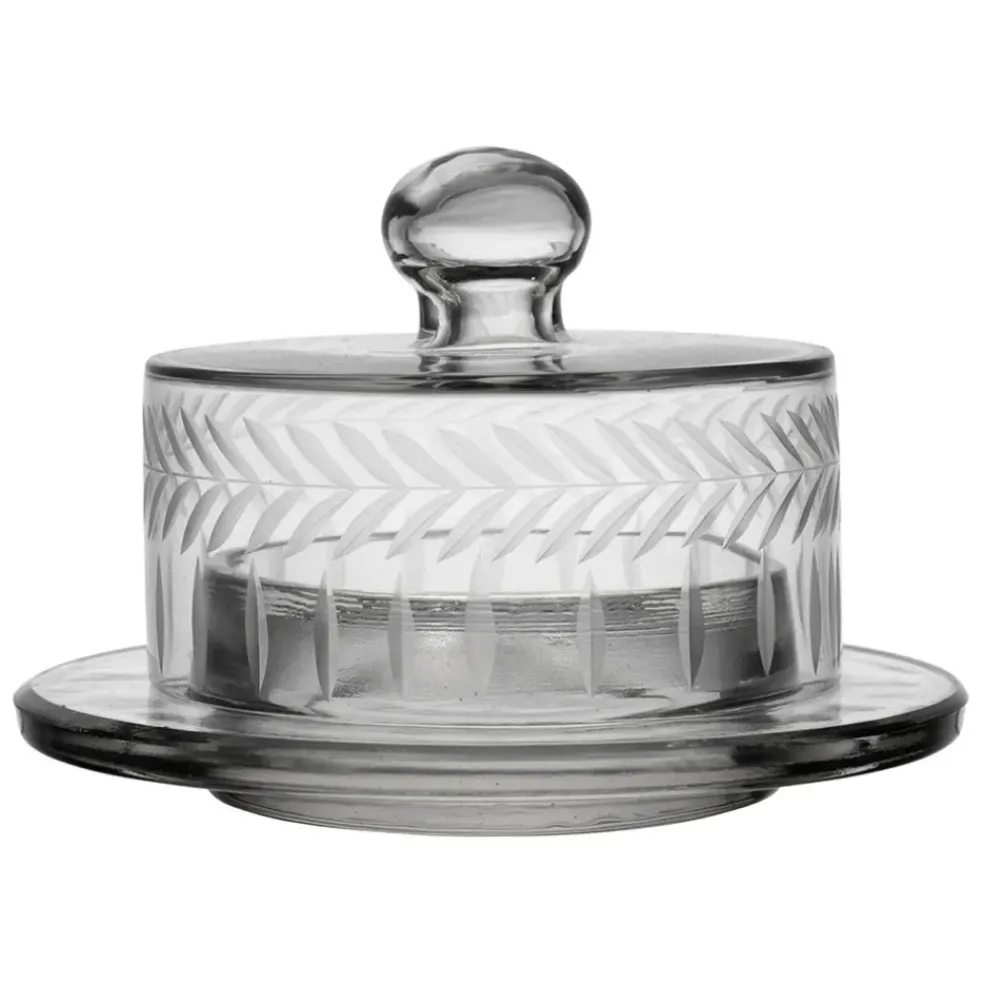 Beurrier rond en verre transparent d14cm - Azelie