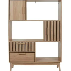 Bibliotheque en bois naturel h140cm - Kara