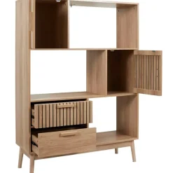 Bibliotheque en bois naturel h140cm - Kara