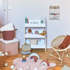 Bibliotheque gabriel blanc en pin