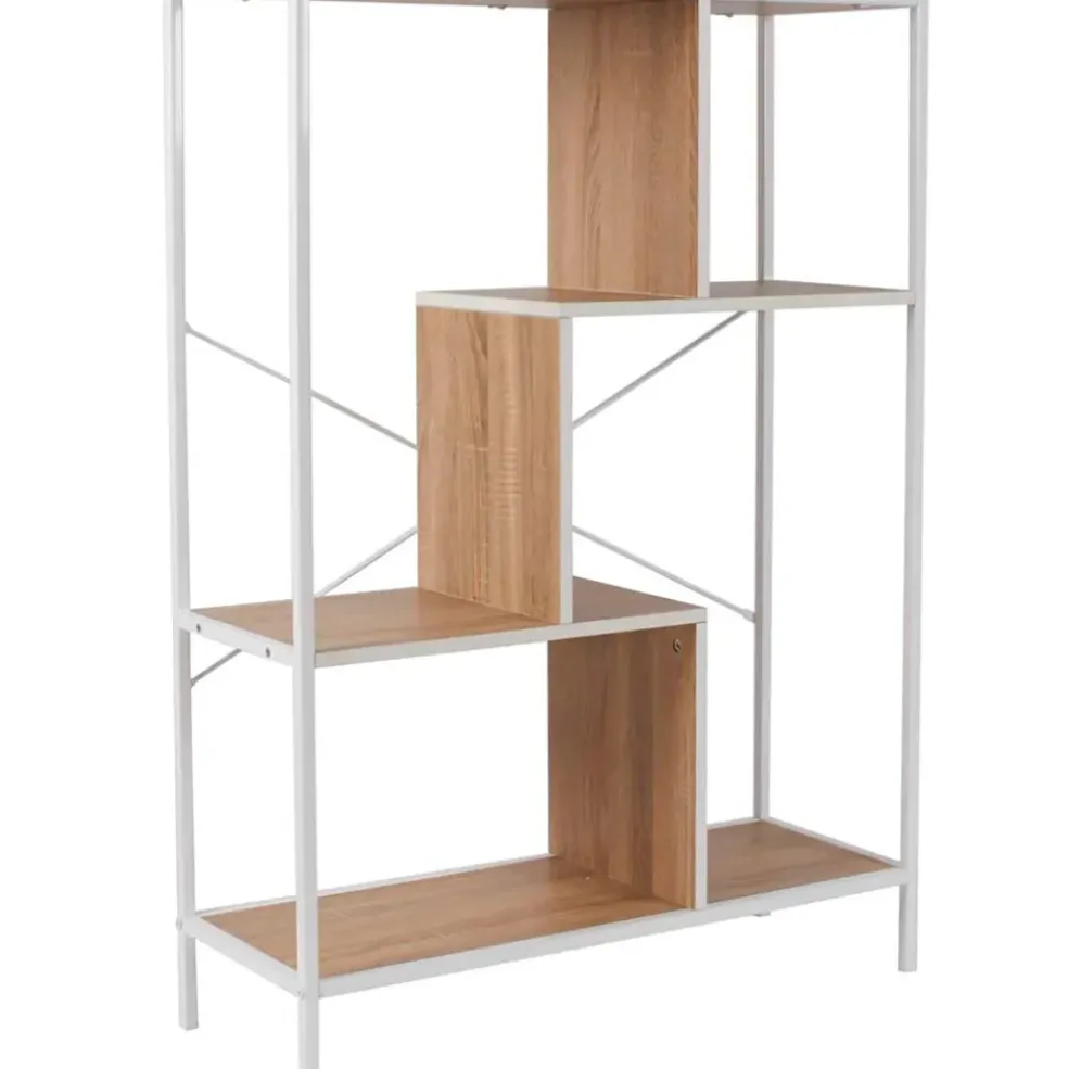 Bibliothèque en fer blanc et bois h113cm - edison