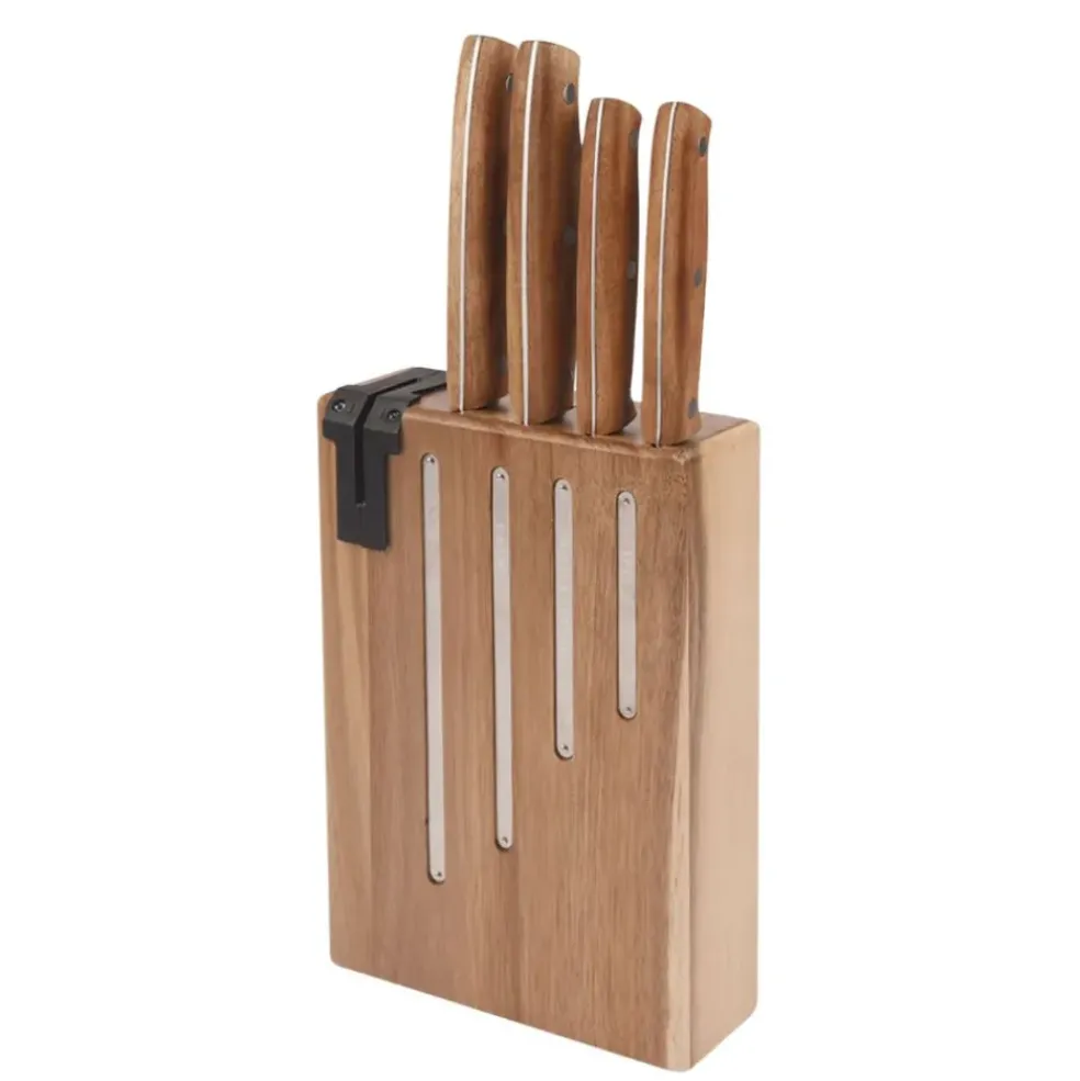 Bloc de 4 couteaux en inox et acacia - Natural Life