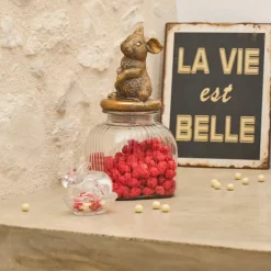 Bocal en verre avec couvercle lapin mordoré - Floreal
