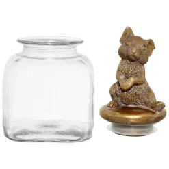Bocal en verre avec couvercle lapin mordoré - Floreal