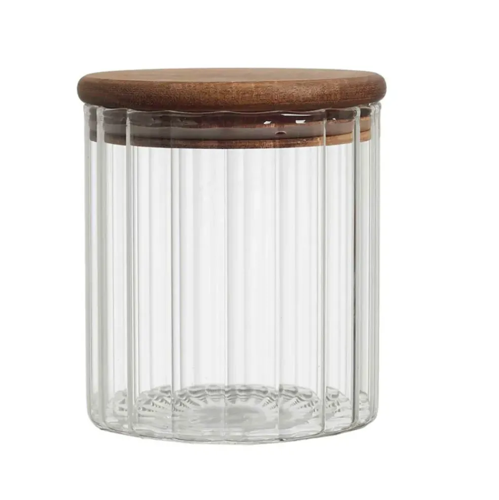Bocal en verre avec couvercle en acacia 50cl