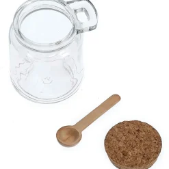 Bocal en verre avec couvercle et petite cuillière