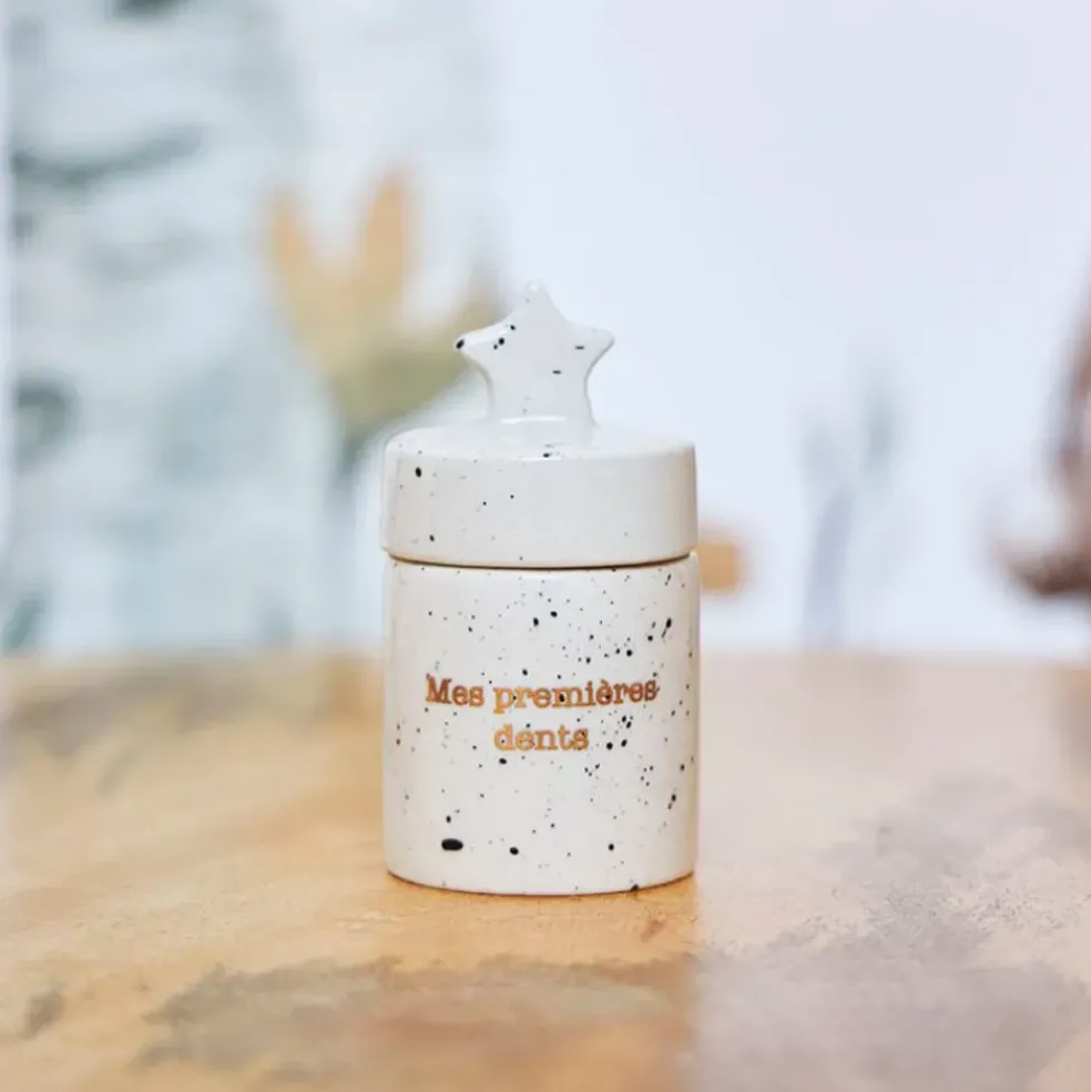 Boite a dent bonheur en grès blanc d4cm - Bonne Etoile