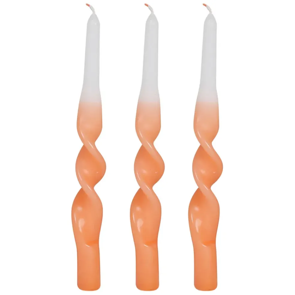 Boite de 3 bougies chandelle orange 50g - Torsade