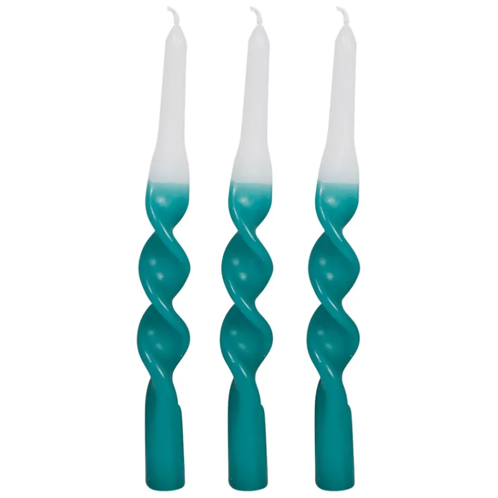 Boite de 3 bougies chandelle vert 50g - Torsade