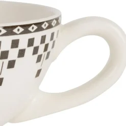 Bol avec anse en faïence anthracite 45cl - Damier