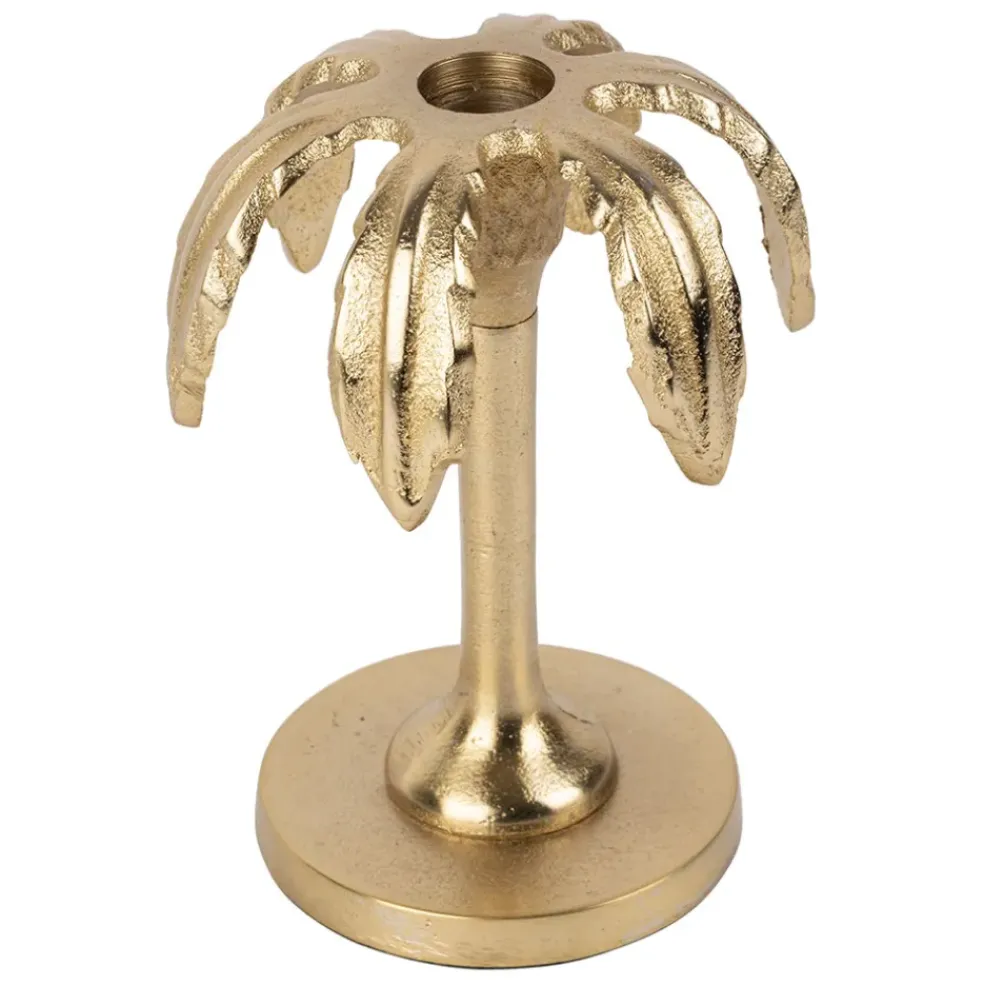 Bougeoir en aluminium doré d10xh15cm - Tropic Étoile