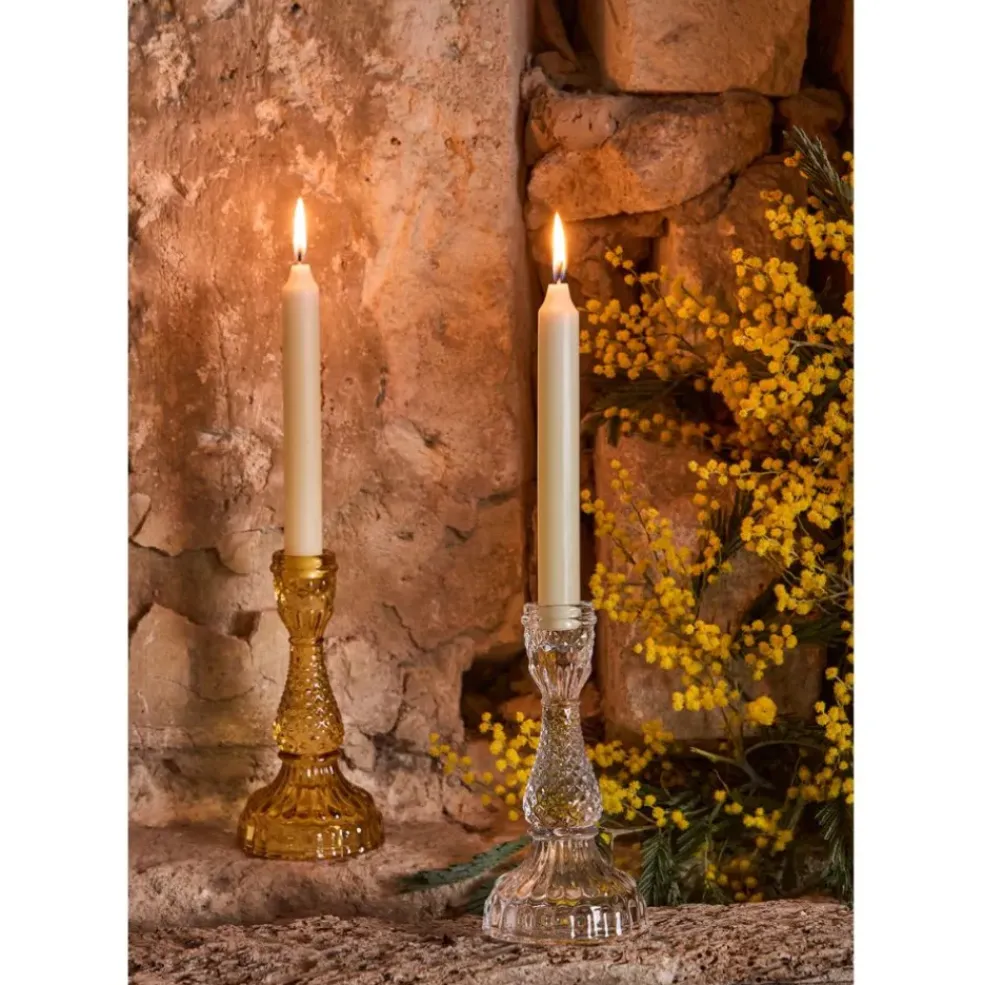 Bougeoir en verre ambre h17cm - Ceresse