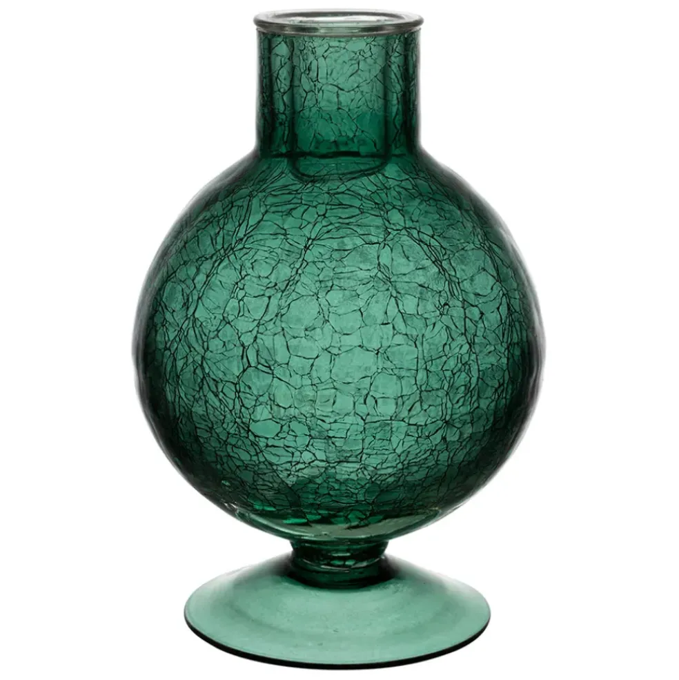 Bougeoir en verre émeraude h15.6cm - Oanez