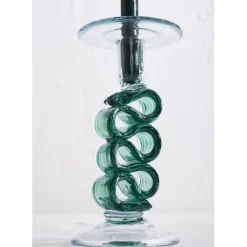 Bougeoir en verre émeraude h23.5cm - Sablon