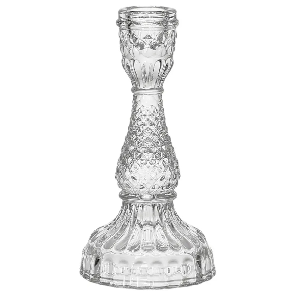 Bougeoir en verre transparent h17cm - Ceresse
