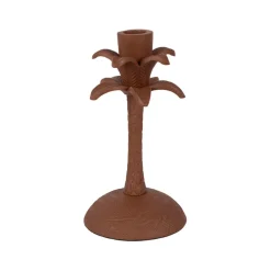 Bougeoir palmier en aluminium terracotta h19cm - Tropic Etoil