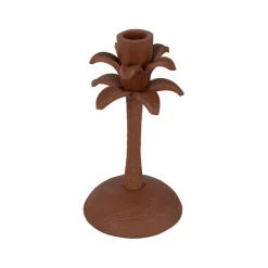 Bougeoir palmier en aluminium terracotta h19cm - Tropic Etoil