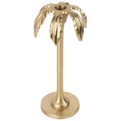 Bougeoir palmier en aluminium doré h25cm - Tropic Etoil