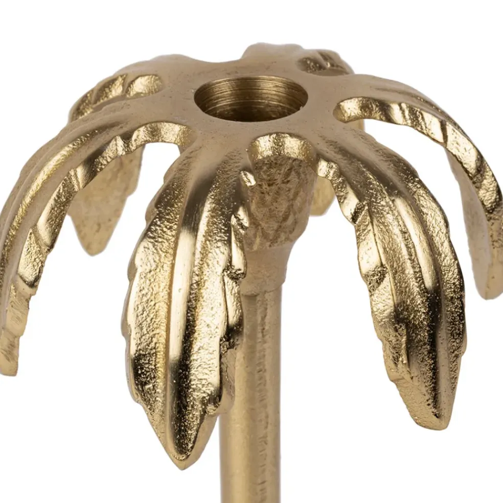 Bougeoir palmier en aluminium doré h25cm - Tropic Etoil
