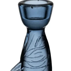 Bougeoir poisson en verre bleu h20cm - Oanez