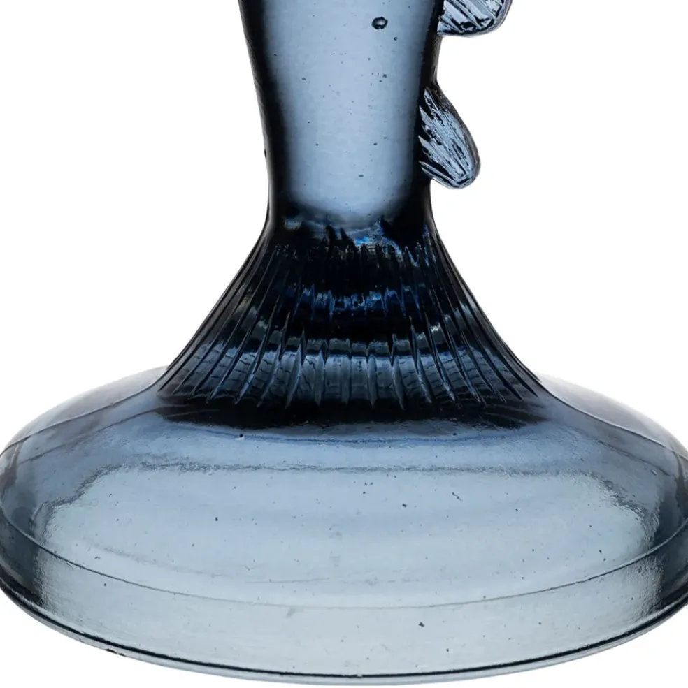 Bougeoir poisson en verre bleu h20cm - Oanez