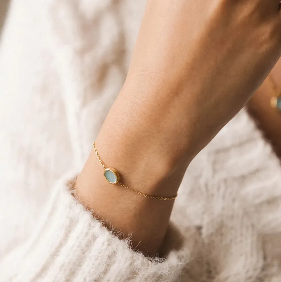 Bougie Bijou Bracelet Or pierre Amazonite lavande boisé 50h
