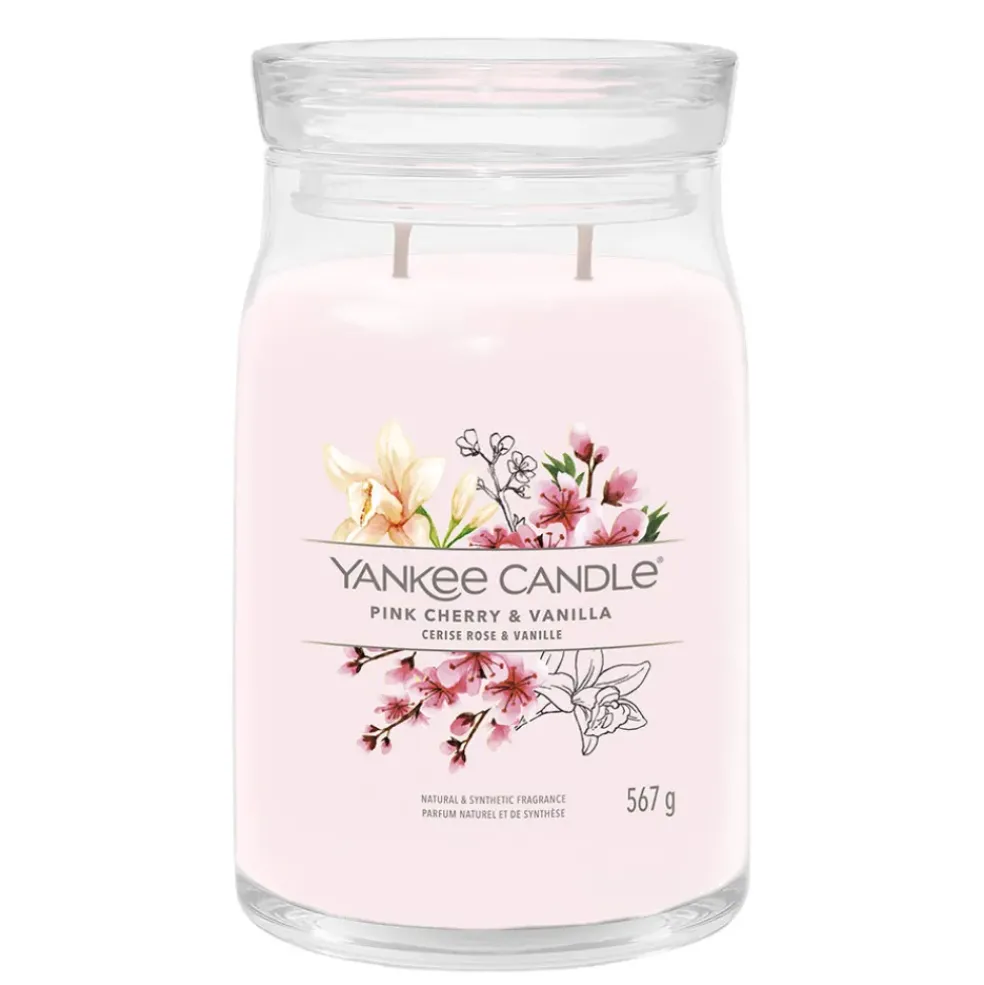 Bougie jarre parfumée Cerise Rose et Vanille 100h
