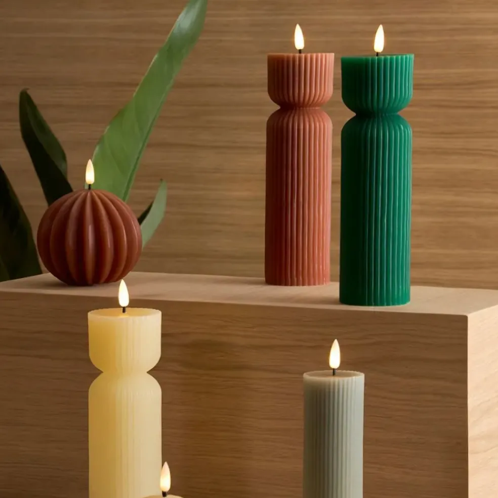 Bougie led boule terracotta h12cm