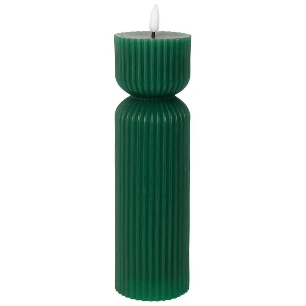 Bougie led pilier vert sapin h24.5cm