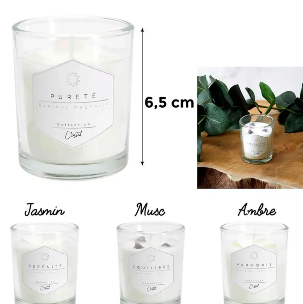 Bougie parfumée Jasmin avec pierre 12h